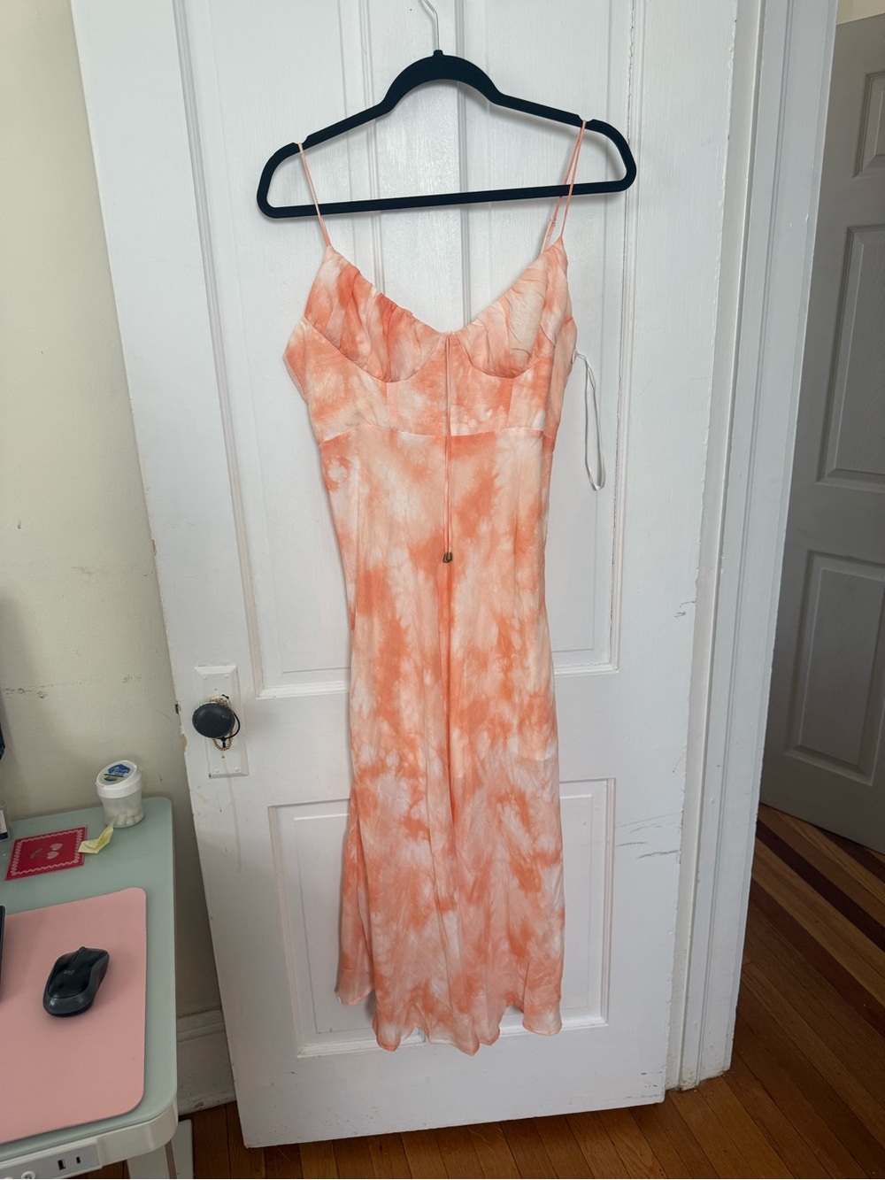 Petal & Pup Peach and White Tie-Dye Slip Dress